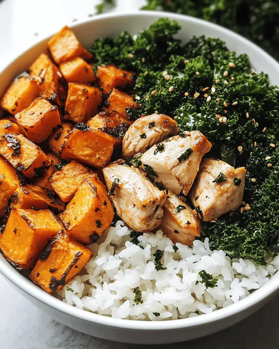 Roasted Sweet Potato Chicken Kale Rice Bowls Recipe You'll Love 7