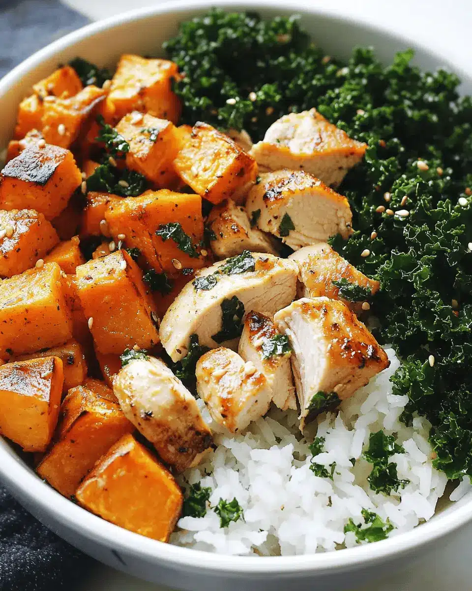 Roasted Sweet Potato Chicken Kale Rice Bowls Recipe First Image First Image