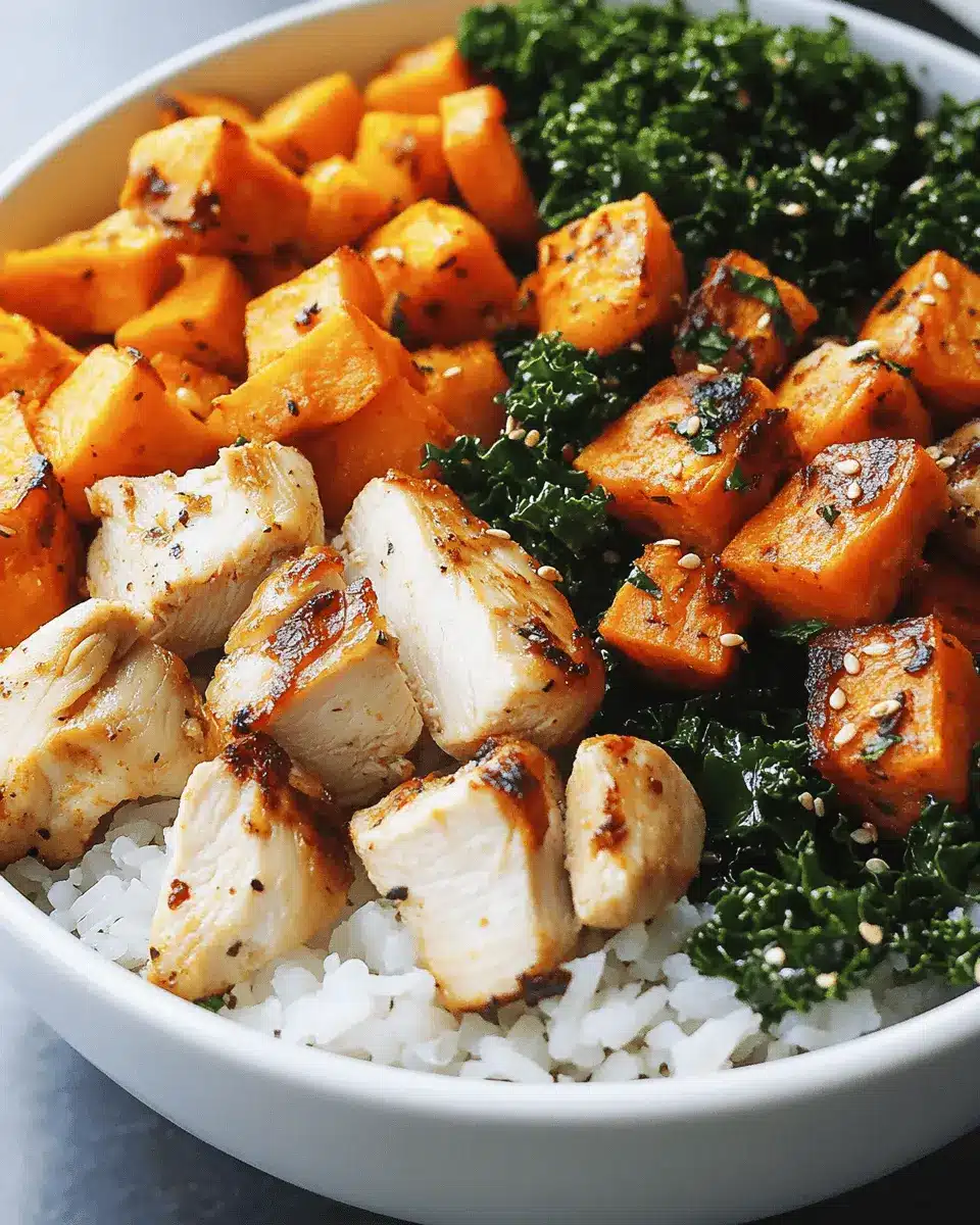 Roasted Sweet Potato Chicken Kale Rice Bowls Recipe You'll Love 6
