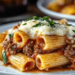 Überbackene Rigatoni mit Rindfleisch-Ragù und Mozzarella First Image First Image