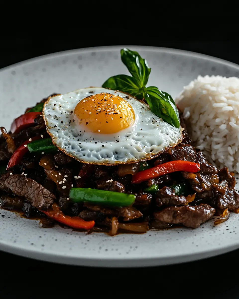 PAD KRA PAO MIT THAILÄNDISCHEM BASILIKUM UND RINDFLEISCH First Image First Image