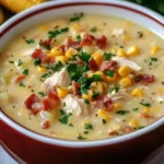 Snow Day Suppe – Herzhafte Kartoffelsuppe mit Huhn, Mais und Bacon First Image First Image
