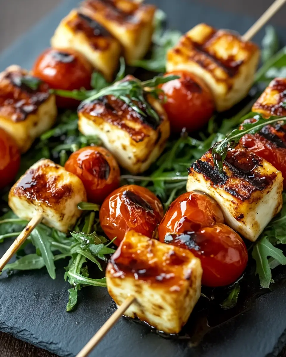 Halloumi & Kirschtomaten-Spieße – Keto Grill-Style First Image First Image