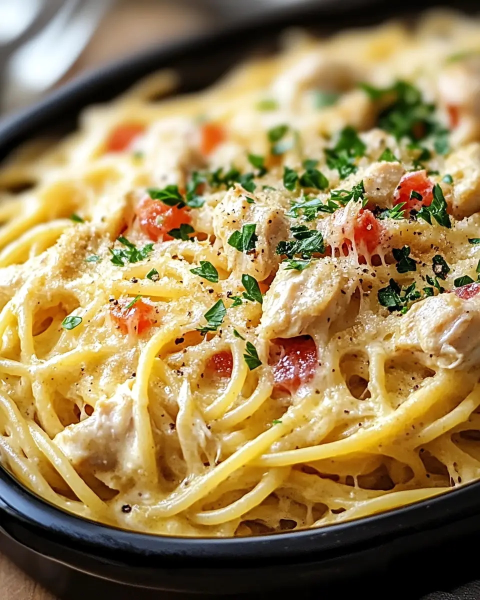 Cremige Hähnchen-Spaghetti Schmortopf First Image First Image