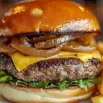 Burger mit karamellisierten Zwiebeln First Image First Image