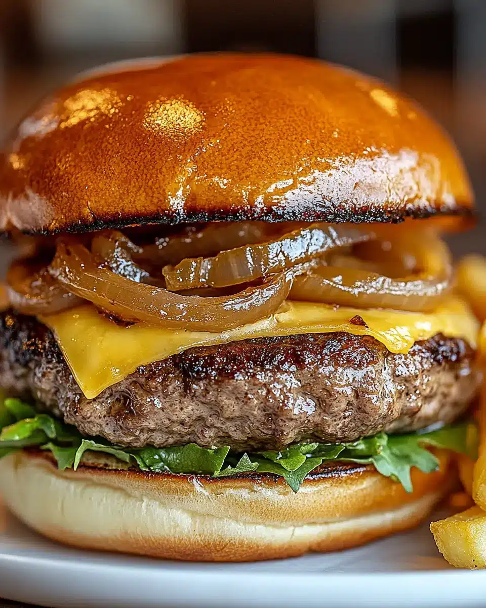 Burger mit karamellisierten Zwiebeln First Image First Image