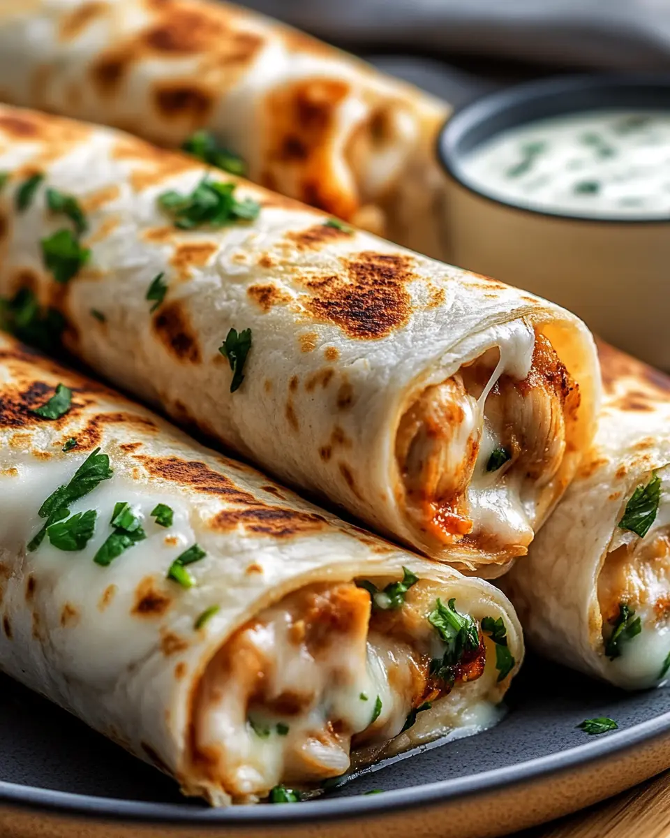 Hähnchen-Wraps mit Käse und Knoblauch First Image First Image