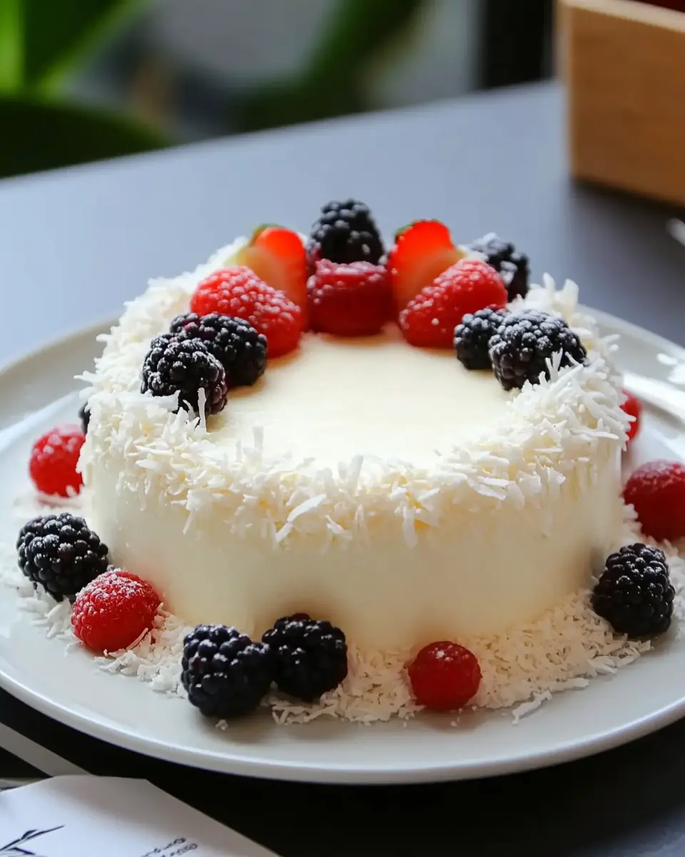 Raffaello Torte – Himmlisch leichte Kokos-Torte mit Beeren First Image First Image