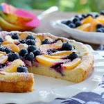 Sommerlicher Nektarinen-Kuchen mit Blaubeeren First Image First Image
