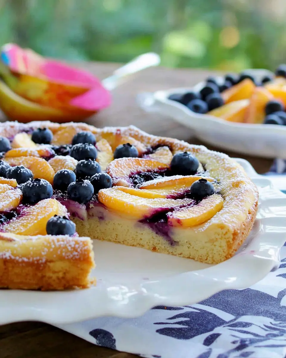 Sommerlicher Nektarinen-Kuchen mit Blaubeeren First Image First Image