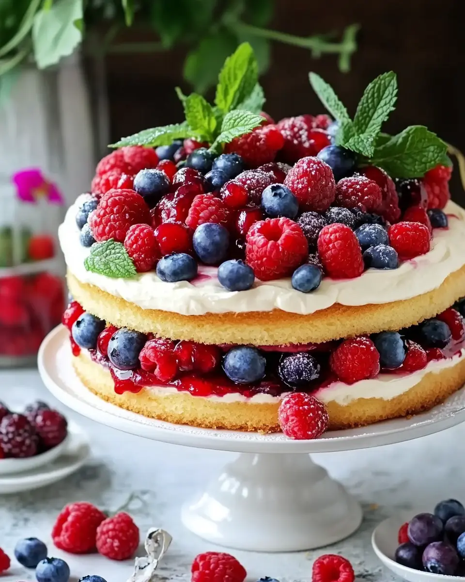 Beeren Cremetorte mit luftigem Biskuit – Fruchtig, Cremig & Sommerlich First Image First Image