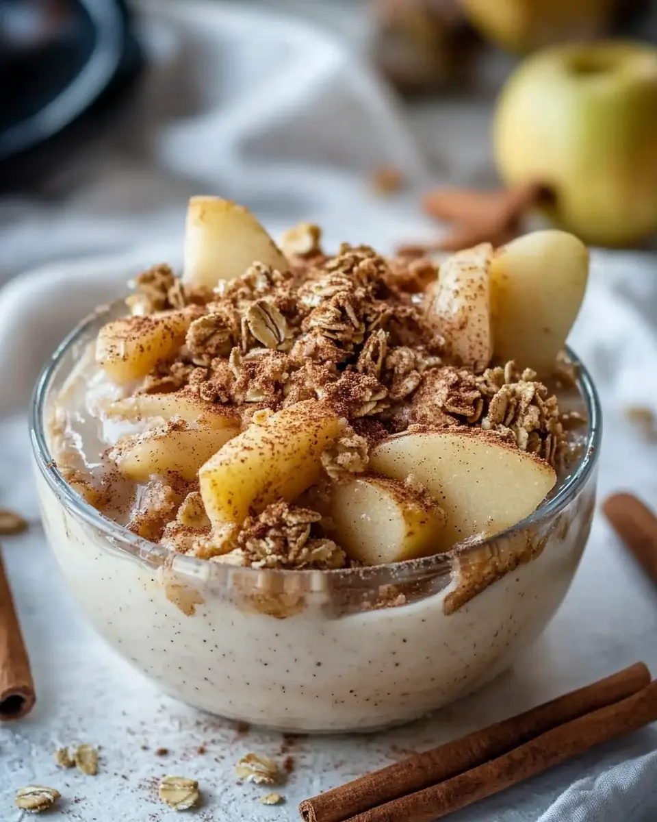 Würziger Bratapfel Crumble mit Cremiger Zimtsoße First Image First Image