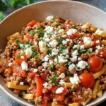 Hackfleischpfanne mit Kritharaki, Tomaten und Feta – Herzhaft, einfach, unwiderstehlich First Image First Image