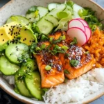 Einfaches Rezept für eine aromatische Lachs Reis Bowl First Image First Image
