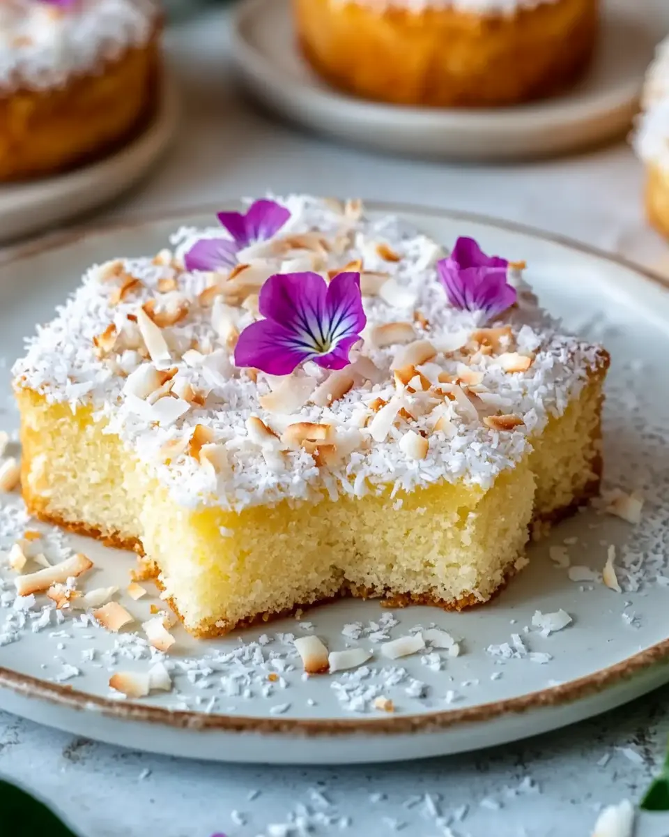 Wattekuchen mit Pudding und Kokos – Der fluffigste Blechkuchen überhaupt First Image First Image