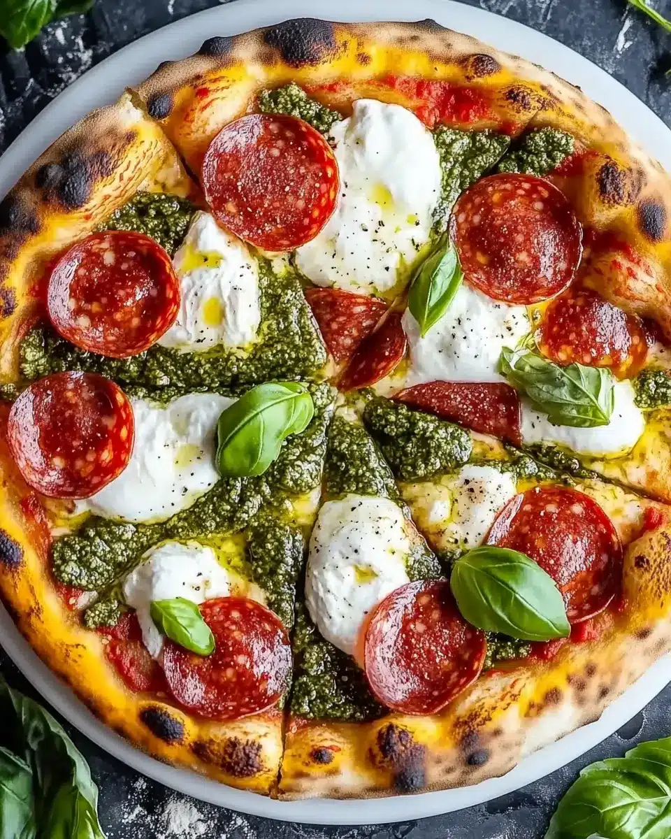 Salami Burrata Pizza: Indulgent Pesto Bliss at Home 6