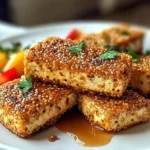 Knusprige gebackene Honig-Senf-Tofu First Image First Image