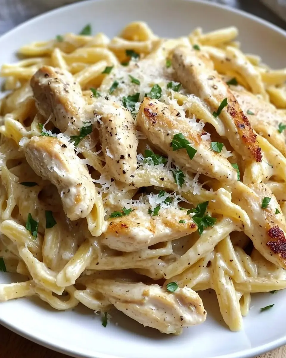 Knoblauch Parmesan Hähnchen Pasta – Cremig, Deftig und in nur einer Pfanne! First Image First Image