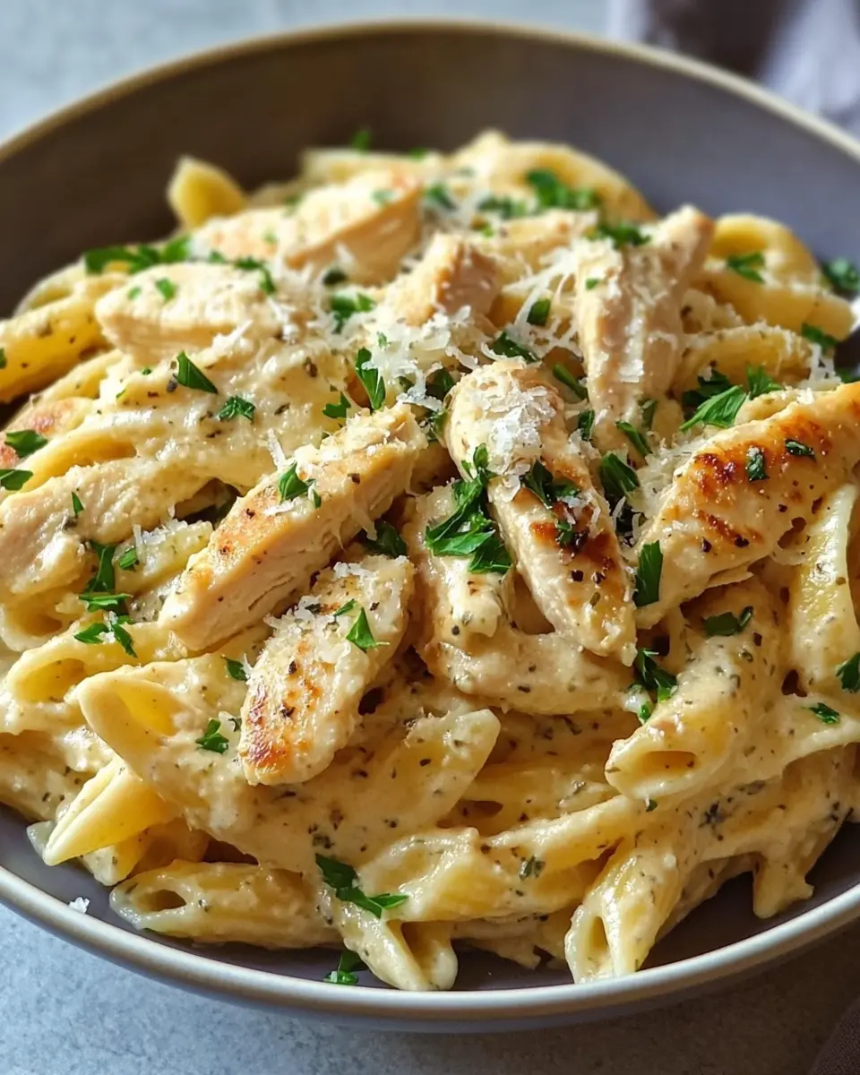 Knoblauch Parmesan Hähnchen Pasta – Cremig, Deftig und in nur einer Pfanne! First Image First Image