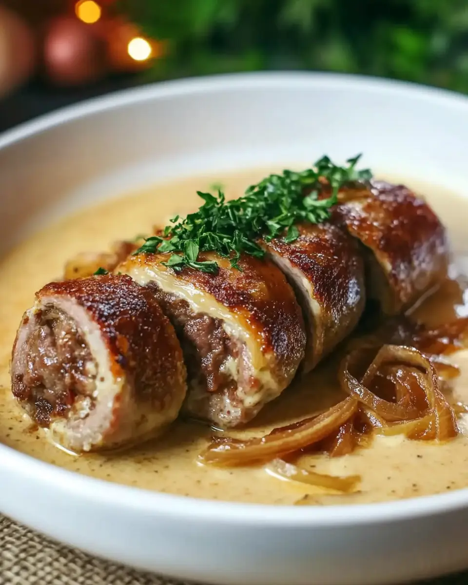 Hackfleischrouladen – Bestes Rezept mit Zwiebel-Sahne-Sauce First Image First Image