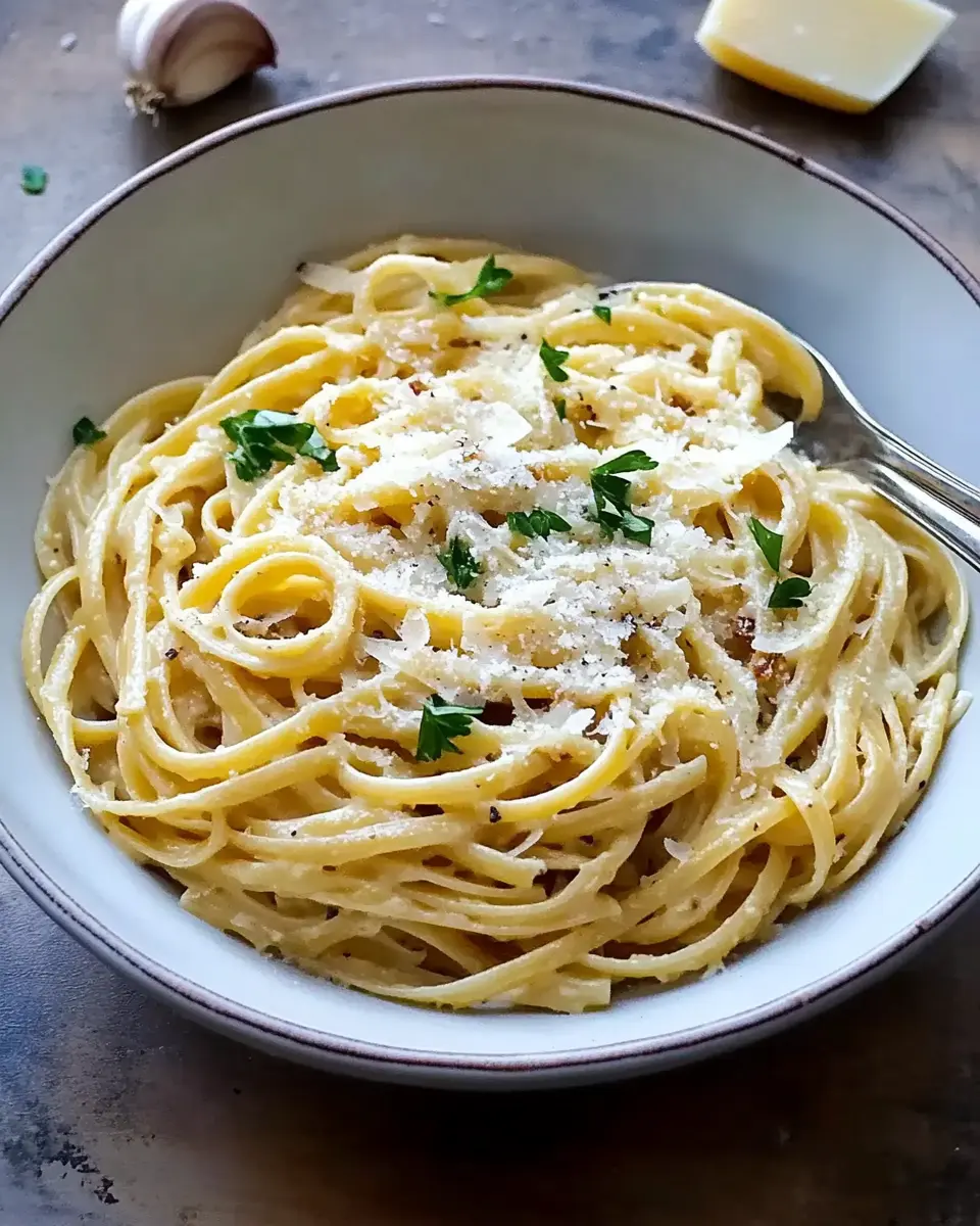 One Pot Pasta mit Knoblauch und Parmesan: Einfach, Cremig und Voller Geschmack First Image First Image