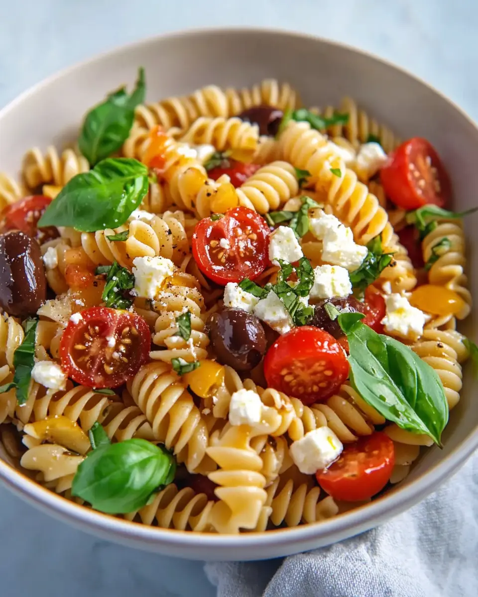 Mediterraner Nudelsalat mit Tomatendressing First Image First Image