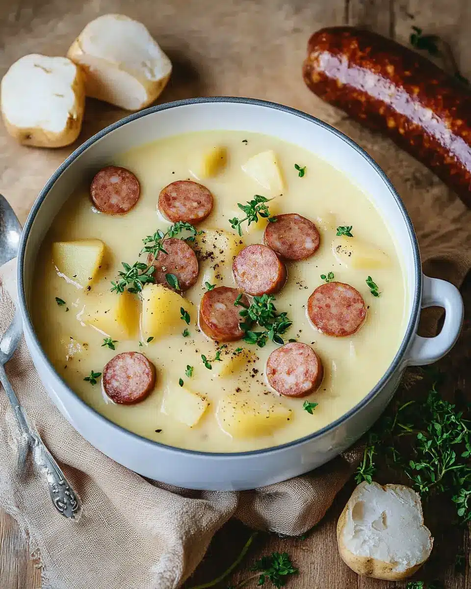 Kartoffelsuppe mit Würstchen von Oma First Image First Image