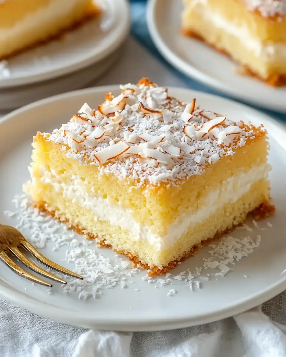 Wattekuchen mit Pudding und Kokos – Der fluffigste Blechkuchen überhaupt First Image First Image