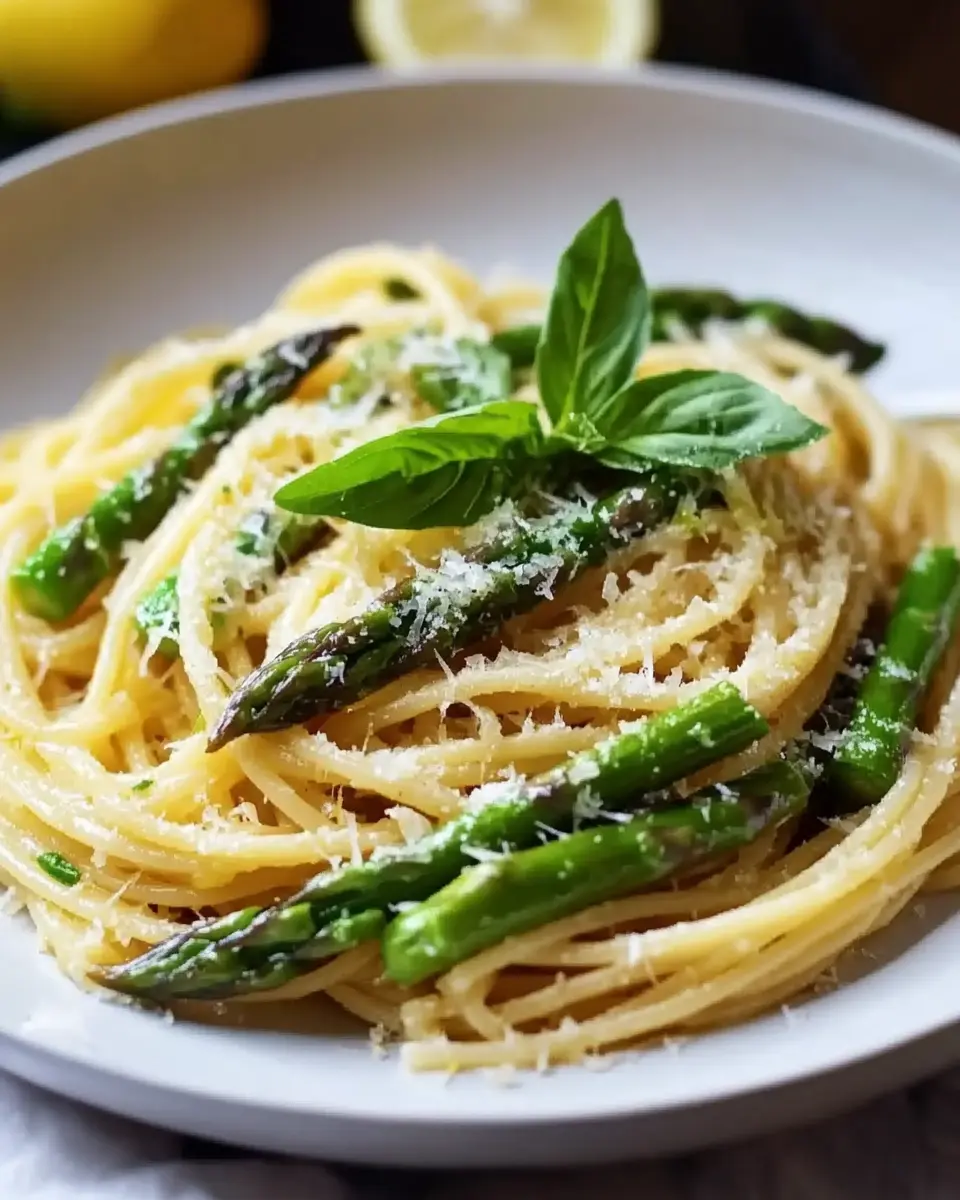 Zitronen Parmesan Spaghetti mit grünem Spargel – Schnell & Aromatisch First Image First Image