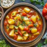 Vegetarisches Kartoffelgulasch mit Paprika First Image First Image