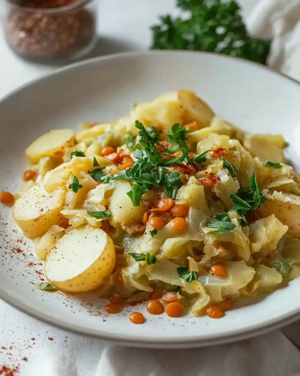 Spitzkohl mit Kartoffeln und roten Linsen – Einfach & Cremig First Image First Image