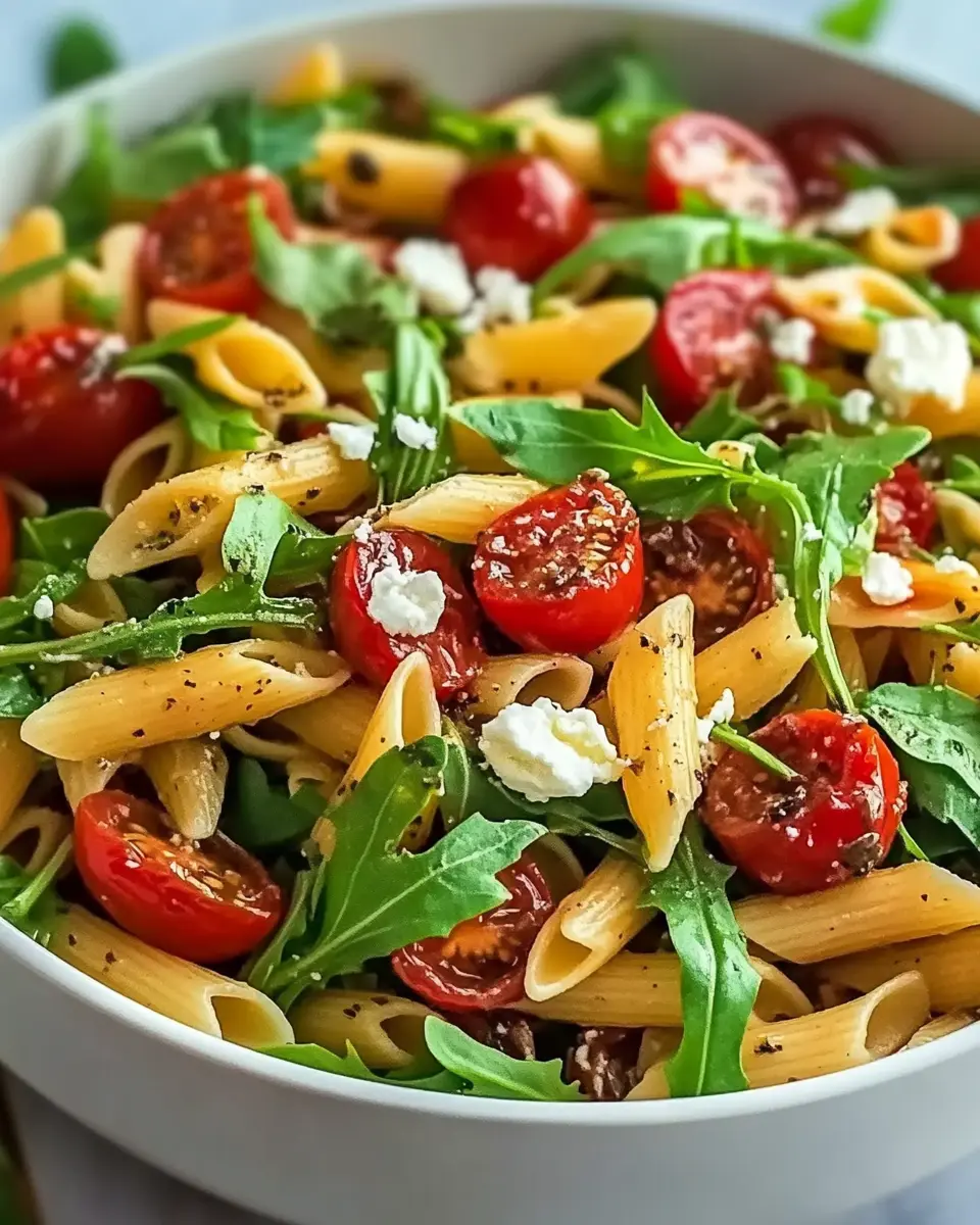 Mediterraner Nudelsalat mit Rucola und Tomaten + Einfaches Rezept First Image First Image
