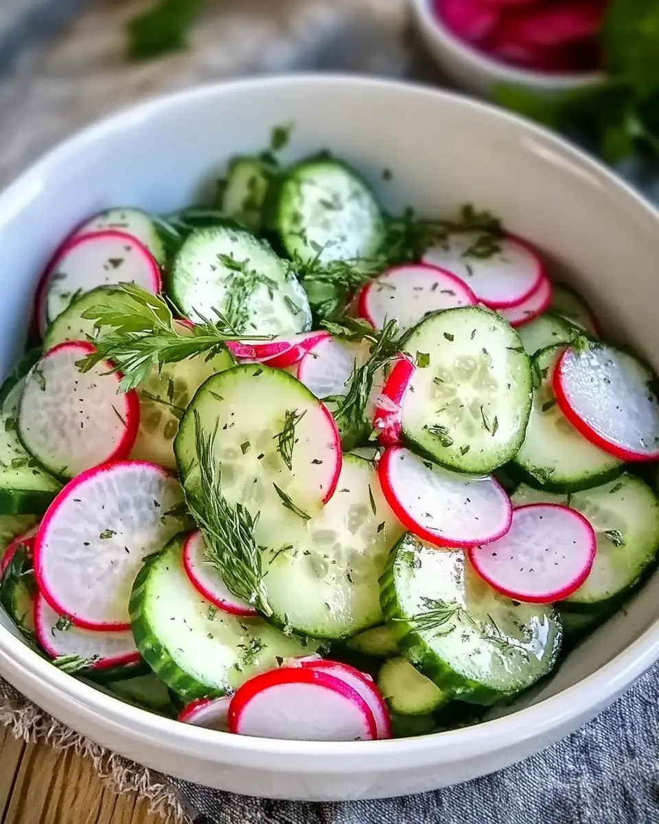 Gurken Radieschen Salat – Einfaches Sommerrezept First Image First Image