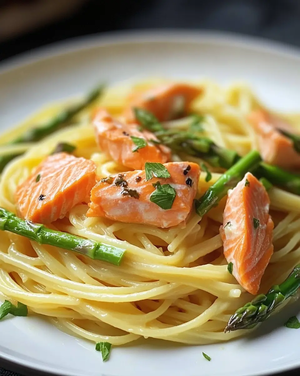 Spaghetti mit Lachs und Spargel First Image First Image