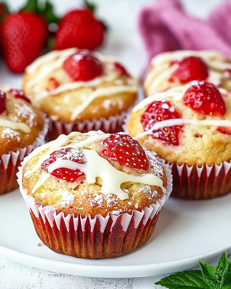 Erdbeer Muffins mit weißer Schokolade First Image First Image