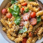 Nudelsalat mit rotem Pesto – Einfaches Rezept First Image First Image