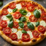 Pizza mit Tomaten, Mozzarella & Basilikum First Image First Image