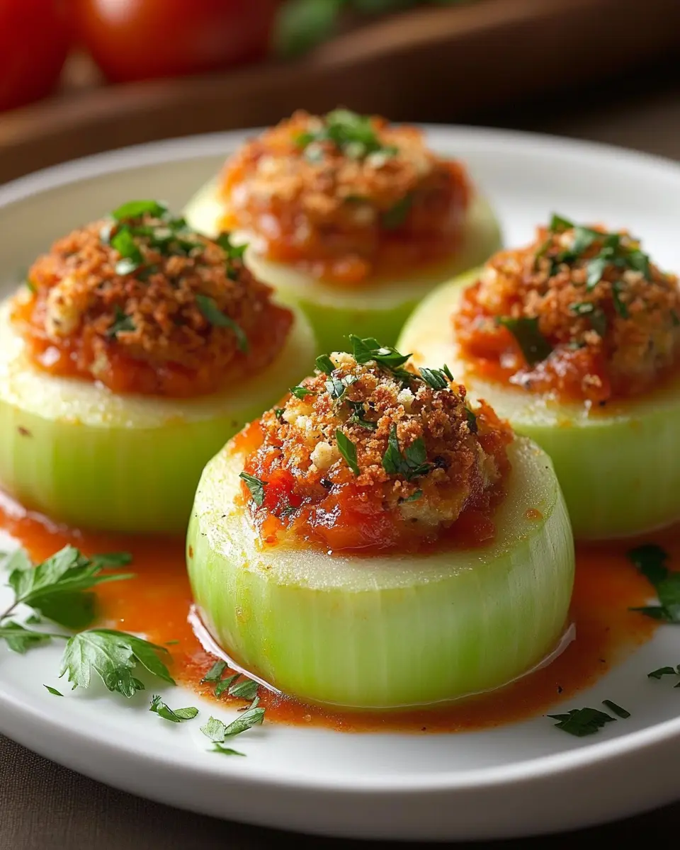 Gefüllte Kohlrabi mit Tomatenkruste: Knusprig & Unwiderstehlich!