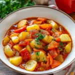 Vegetarisches Kartoffelgulasch mit Paprika First Image First Image