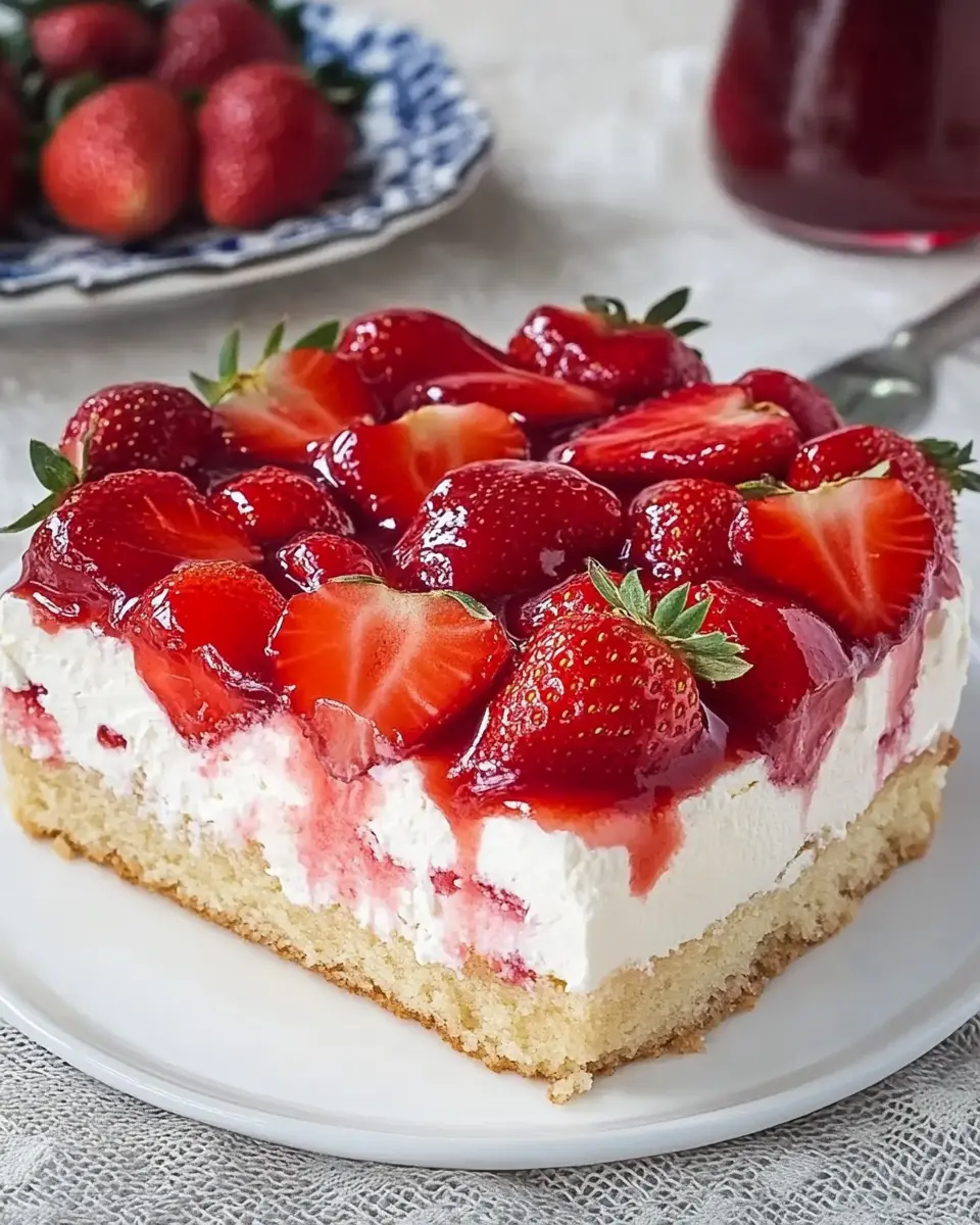 Bester Erdbeerkuchen vom Blech mit Puddingcreme First Image First Image