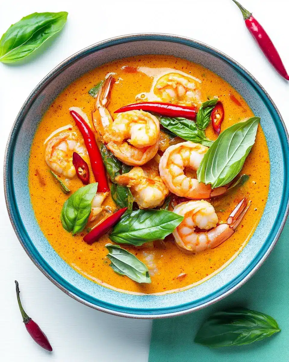 Rotes Thai-Curry mit Garnelen First Image First Image