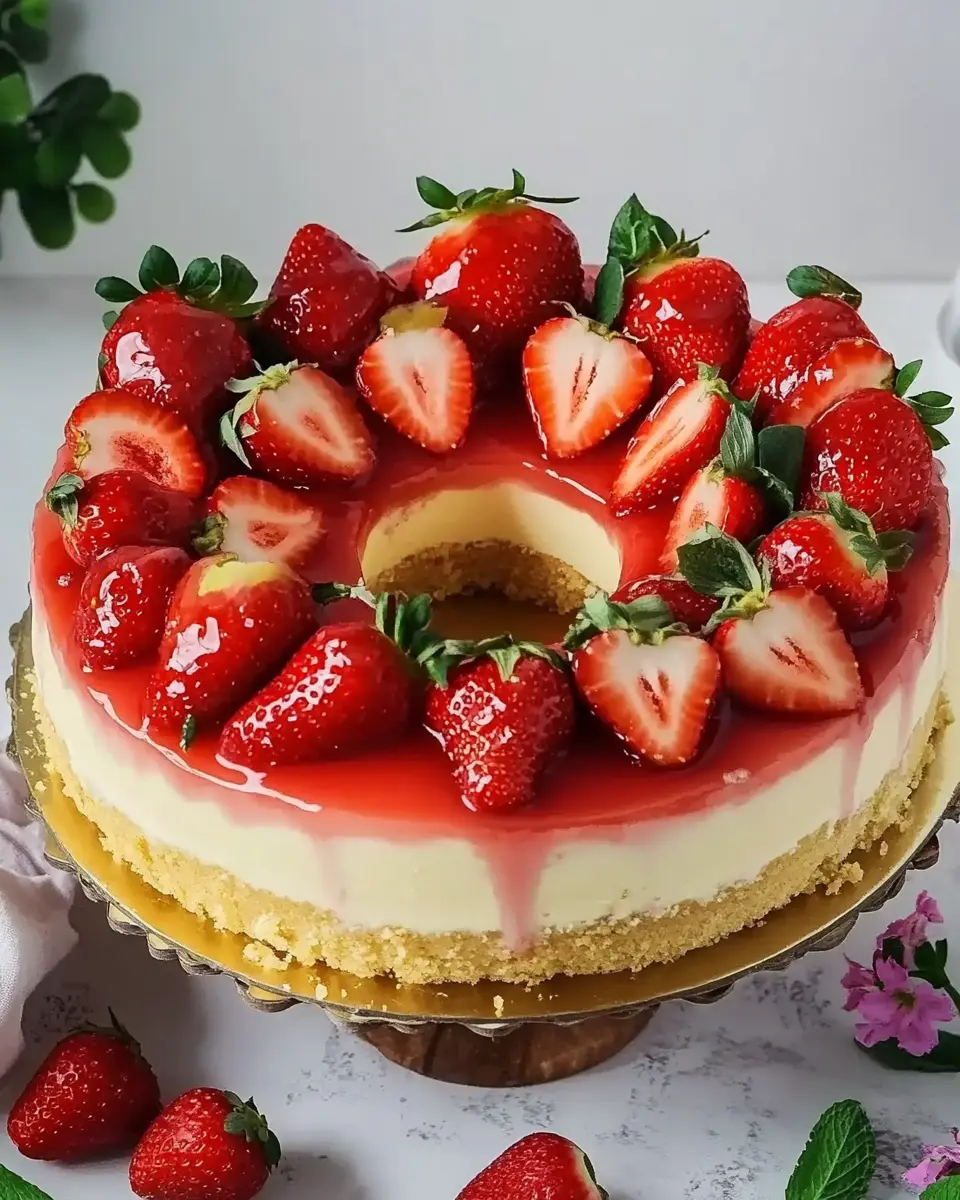 Erdbeer Kuchen mit Obstboden und Pudding – Einfach & Saftig First Image First Image
