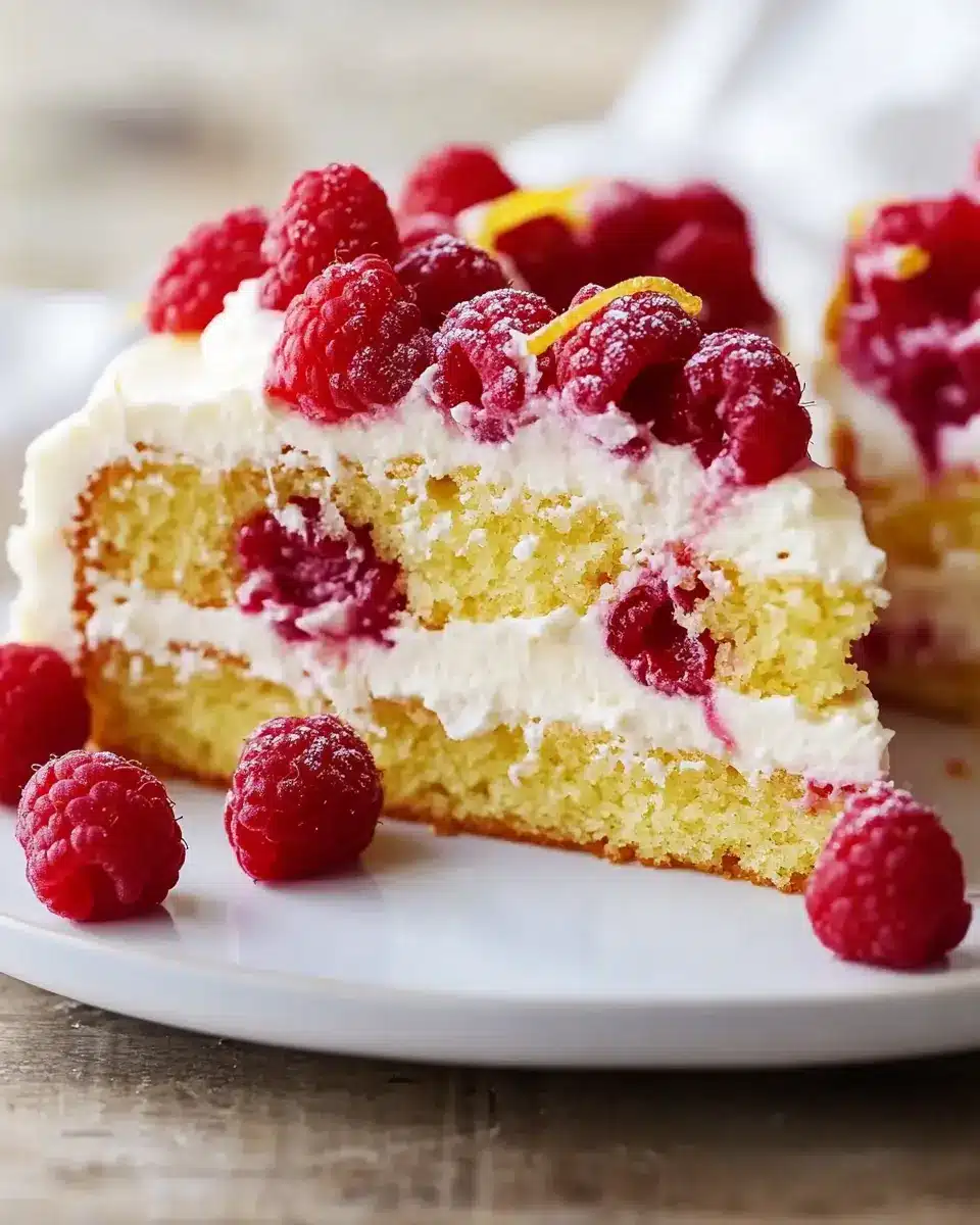 Zitronenkuchen mit Frischkäse und Himbeeren – Saftig & Erfrischend First Image First Image