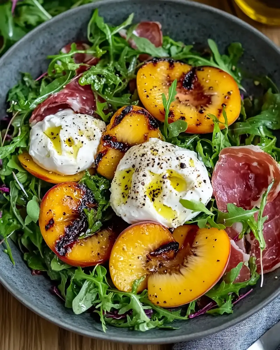 Gegrillter Pfirsich Salat mit Burrata – 5 Gründe warum er begeistert First Image First Image