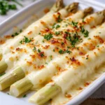 Weißer Spargel im Ofen mit Käse – einfach & überbacken First Image First Image