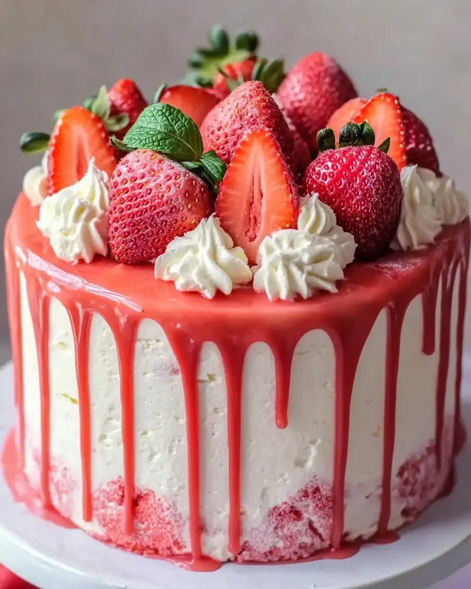 Erdbeer Torte mit Drip – Die perfekte Geburtstagstorte First Image First Image