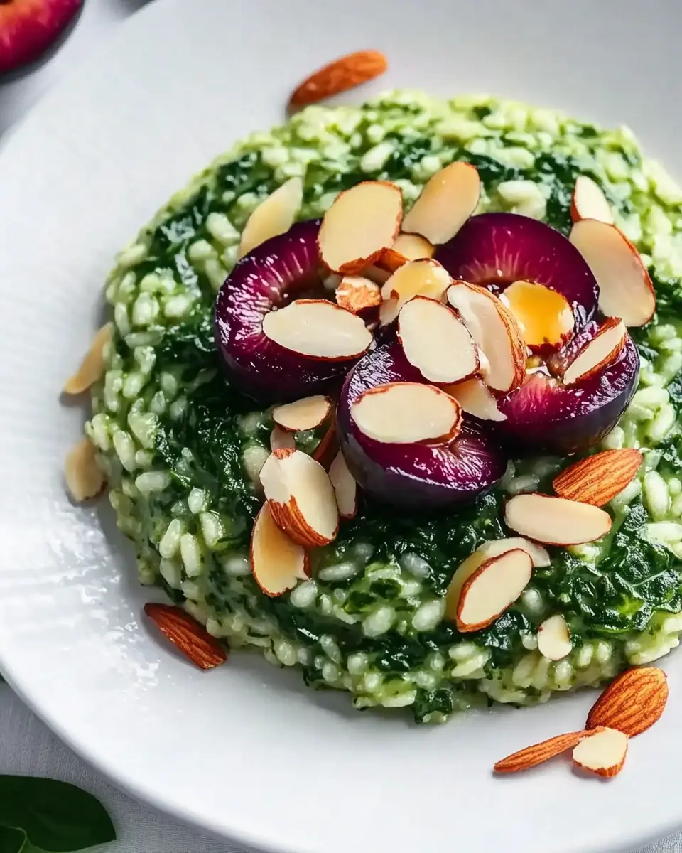 Spinat Gorgonzola Risotto mit Mandelpflaumen Rezept: Indulgent Delight!